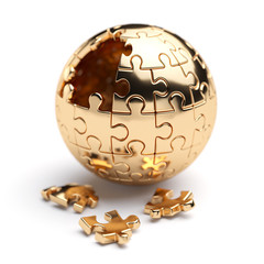 Golden spherical jigsaw puzzle
