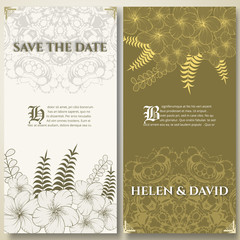 Obraz premium Set wedding cards. on decorated mandala and wreath background. template , gift certificate, party invitation, congratulation. save the date