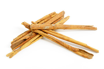 Cinnamon sticks on white background