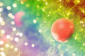 Christmas background with decorations on christmas tree