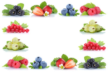 Beeren Erdbeeren Blaubeeren Himbeeren Früchte Textfreiraum Copy