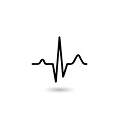  EKG signal on white background.