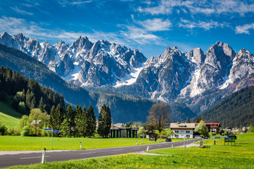 Beautiful town Gosau in the Alps, Austria