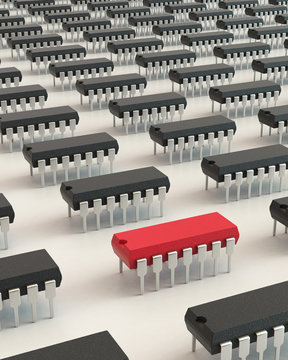 Black chip packages with one red