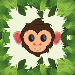 flat design jungle monkey cartoon vector illustration 