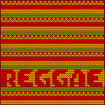 knitted pattern reggae color music background. Jamaica poster ve