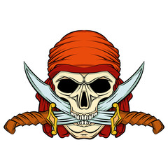 a skull bandanna with crossed Sabres vector illustration