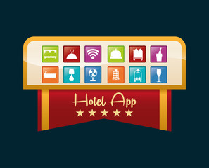 Fototapeta premium hotel apps icon set. Service technology media and digital theme. Colorful design. Vector illustration
