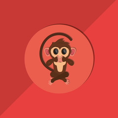 flat design jungle monkey cartoon emblem vector illustration 
