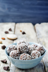 raw vegan almond butter coconut chocolate balls