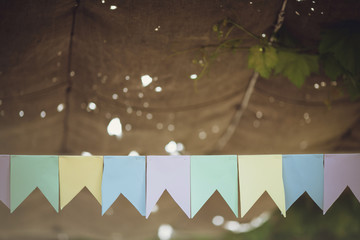Colorful papers as a decoration for the wedding