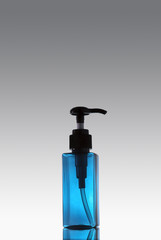 blue color plastic soap bottle