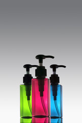 various color plastic soap bottle