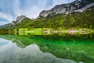 Fototapeta na wymiar Calm dawn at Hintersee lake, Alps, Germany