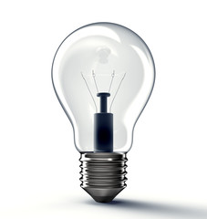 bright glass light bulb isolated on background