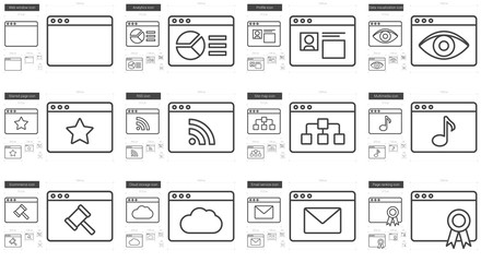 Application line icon set.