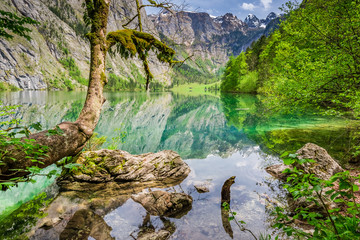 Beautiful view for Obersee lake in Alps, Germany
