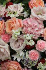 Bridal flower arrangement in pink and white