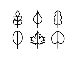 Thin line vector tree leaf icons