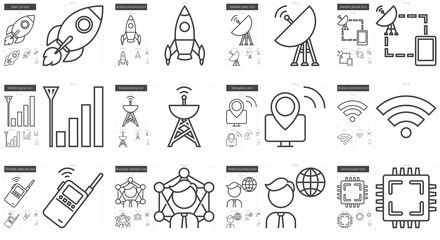 Technology line icon set.