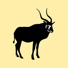 antelope black silhouette vector illustration yellow background
