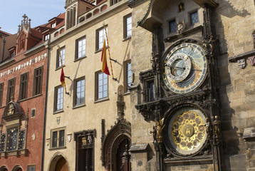 Historical medieval astronomical clock in Old Town Square in Prague, Czech Republic