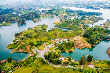 Aerial view of Guatape in Antioquia, Colombia