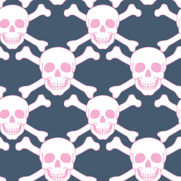 Vector seamless pattern with color skulls