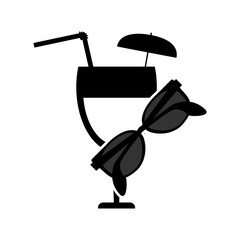 flat design garnished cocktail glass and sunglasses  icon vector illustration 