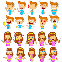 Boy and Girl Emoji for different expression  feeling