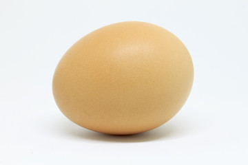 Single brown chicken egg isolated on white