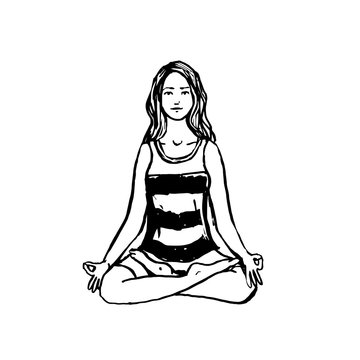 Woman / Teenager In Meditation Eyes Open