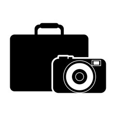 flat design travel suitcase and camera icon vector illustration 