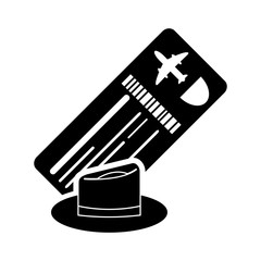 flat design boarding pass or ticket and hat icon vector illustration 