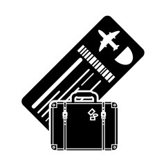 flat design boarding pass or ticket and suitcase icon vector illustration 