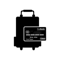 flat design travel suitcase and debit or credit card  icon vector illustration 