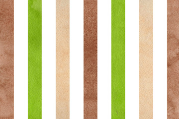 Watercolor brown, green and beige striped background.