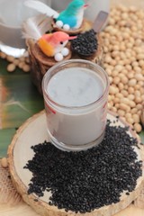 Soy bean milk mix black sesame delicious.