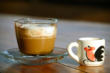 Coffee cup  on a wooden table
