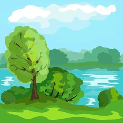 Obraz premium Summer landscape with pond