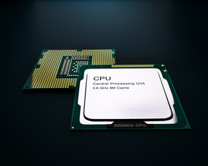 3D rendered cpu isolated on dark background, High resolution 3D render