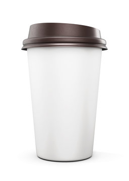 Disposable plastic Cup with lid for coffee isolated on white bac