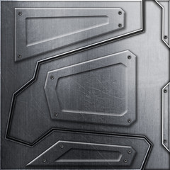scifi wall. metal background and texture 3d illustration.