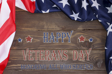 Fototapeta na wymiar Happy Veteran's Day ,USA flag and text .11 November in the United States celebrated veterans Day.