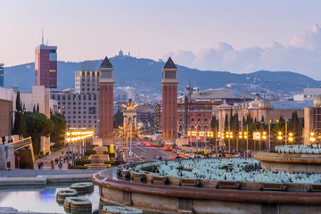 Barcelona city at dusk ,Spain