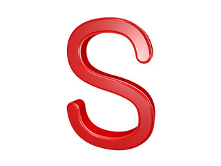 Red letter S isolated on white, 3d illustration