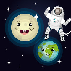 Naklejka premium astronaut cartoon space isolated vector illustration eps 10