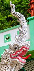 Naga,serpent statue in thai tample.