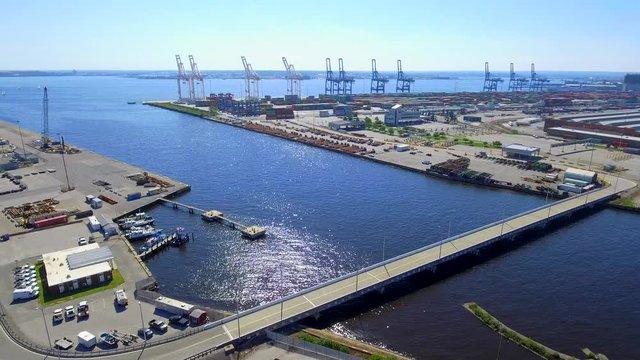 Aerial stock video of New Jersey Pennsville Port