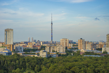Fototapeta na wymiar Evening scene of Ostankino television tower 